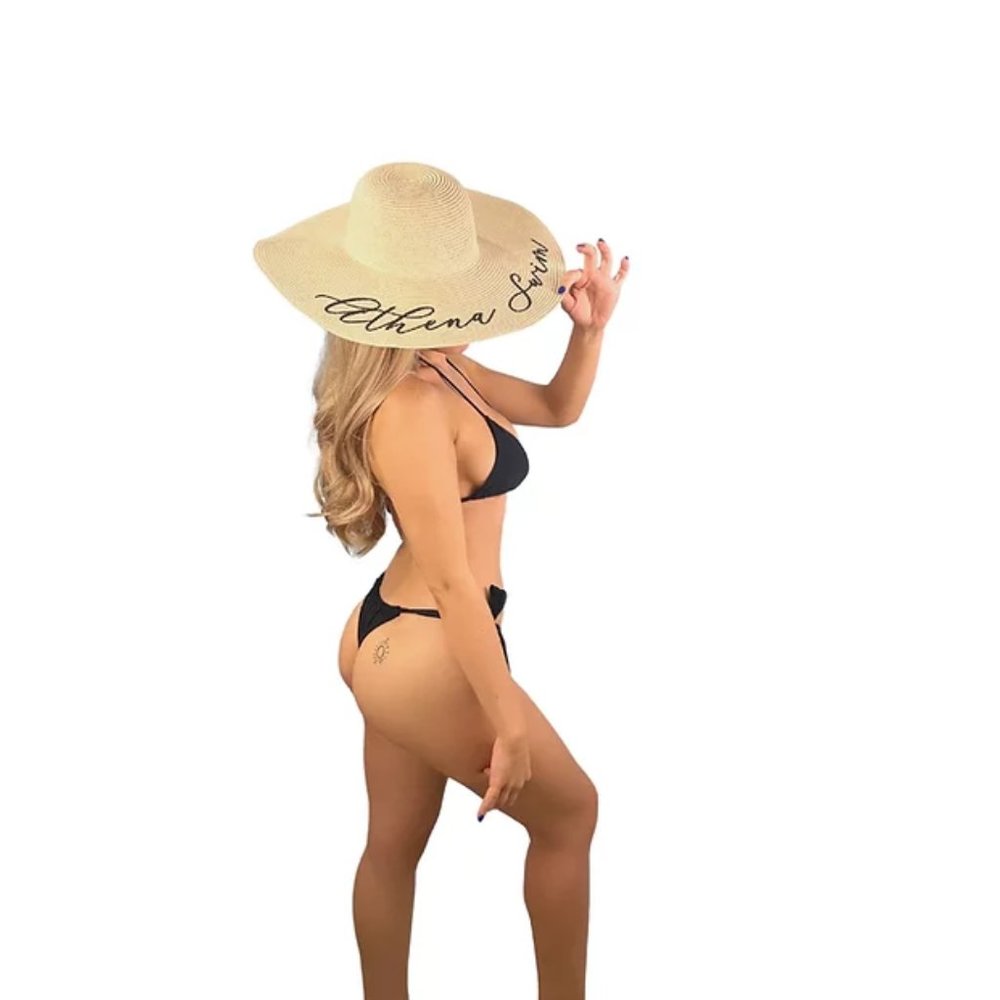 2 Piece Bikini, Solid Black, Tie Top and Bottom